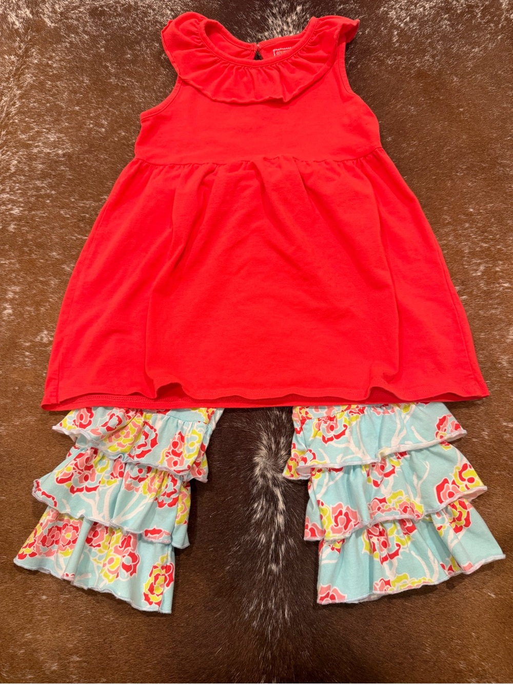 Southern Tots Floral Ruffle Pants & Tunic Set Girls Size 10